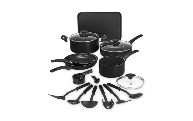  17-Pc. Cookware Sets, Black