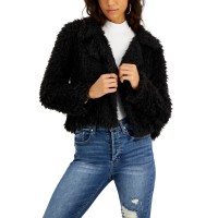 Belle du Jour Juniors Faux Fur Open Front Jacket, Black, XL