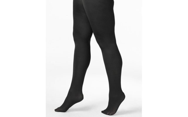  Plus Size Easy-On Ribbed Tights, Black, QP