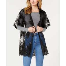 Betsey Johnson Crystal Garden Hooded Kimono, Black, One Size