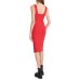  Womens Ottoman Rib Sleeveless Sweater Dress, Red, Large