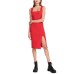  Womens Ottoman Rib Sleeveless Sweater Dress, Red, Large