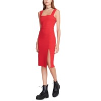 Betsey Johnson Womens Ottoman Rib Sleeveless Sweater Dress, Red, Large