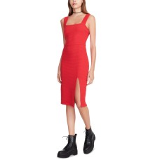 Betsey Johnson Womens Ottoman Rib Sleeveless Sweater Dress, Red, Large