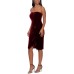 Betsy & Adam Womens Strapless Velvet Dress, Burgundy/10