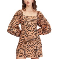 Billabong Juniors’ Feeling Flirty Animal Print Mini Dress, Desert Clay, Large