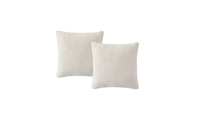 s Solid Sherpa Set of 2 Decorative Pillows, 18″ X 18″, Beige, 18