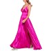  Womens Juniors’ Corset-Back Satin Gown, Pink/5