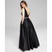  Womens Juniors’ Glitter Illusion-Strap Mesh Ball Gown Dress, Black/1