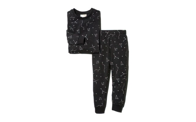 Bloomie’s Baby Unisex Constellation Print Tee ; Constellation Print Pants Pajama Set, Black, 18-24 Months