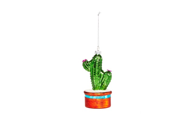 Bloomingdale’s Glass Cactus Ornament, Red/Yellow,