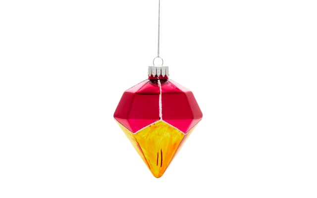 Bloomingdale’s Glass Diamond Ornament, Pink/Gold