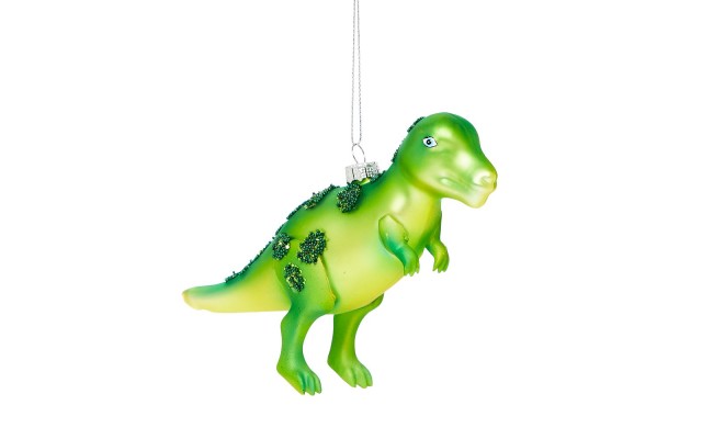 Bloomingdale’s Glass Dinosaur Ornament, Green