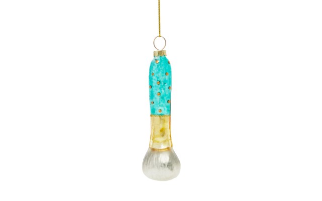 Bloomingdale’s Glass Makeup Brush Ornaments, Gold/Blue