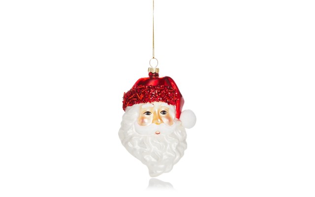 Bloomingdale’s Glass Santa Head Ornament, Red/white
