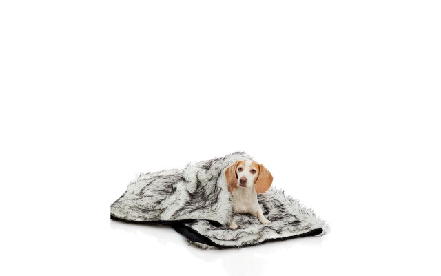 Bloomingdale’s Pet Faux Fur Pet Throw, Black/White, 50 x 60