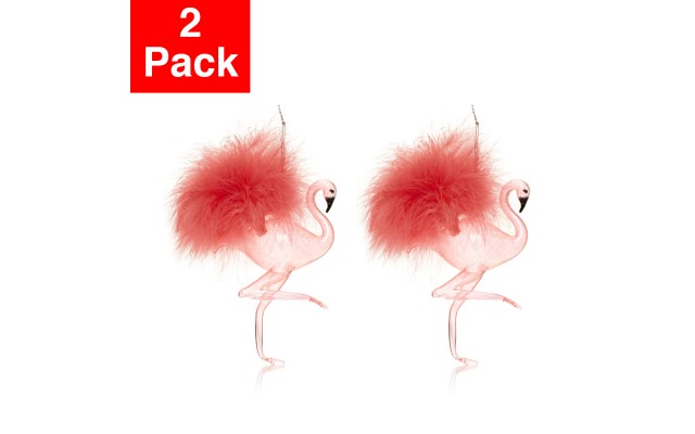 Bloomingdale’s Pink Flamingo Glass Ornament, Pink - Set of 2