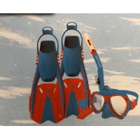 Body Glove XXL Goggles Mask and Fins Set, Blue/Red