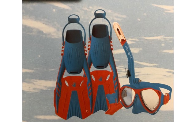  XXL Goggles Mask and Fins Set, Blue/Red