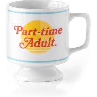 Brass Monkey Part-time Adult Ceramic Mug Stackable Ceramic Coffee Mug with Plenty of Vintage Charm, Holds 10 oz., Dishwasher Safe, Coffee Cup with Double-Sided Artwork, Makes a Great Gift!