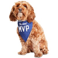 Brass Monkey The Real Mvp Dog Bandana, Navy, 9” x 6”