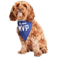 Brass Monkey The Real Mvp Dog Bandana, Navy, 9” x 6”