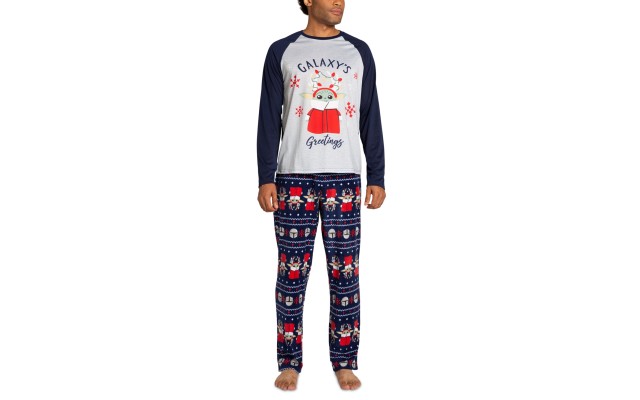 Matching Unisex Mandalorian Long-Sleeve Top and Pajama Pants Set – Navy, X-Large