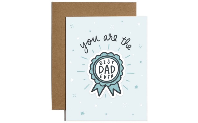 Brittany Paige Best Dad Sticker Greeting Card, Blue, 5.75″ x 4.63″