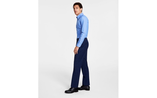  Men’s Classic-Fit Stretch Pinstripe Wool Blend Suit Pant, Navy, 32×30