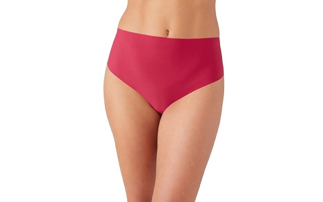 B.tempt’d Women’s B.Bare Hi Waist Thong Panty, Red, Medium