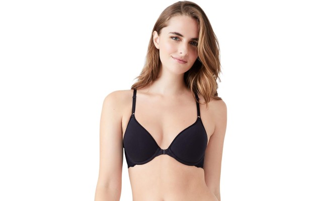 B.tempt’d Women’s Inspired Eyelet Front Close Racerback T-Shirt Bra, Black, 34D