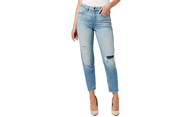  Womens Cotton Margo Distressed Mom Jeans (Blue, 27)