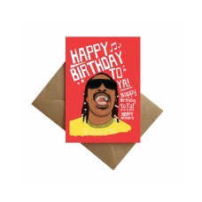 By Ms James Stevie Birthday Card, Red, 5″x7″