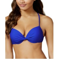 California Waves Women’s Twist-Front Underwire Push-Up Bikini Top Swimsuit, Blue, D/Dd