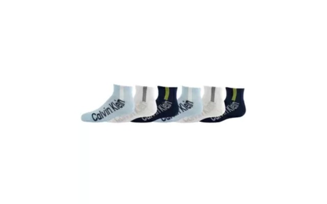  Big Boys Quarter Length Performance 6 Pair of Sport Socks, Light Blue/Dark Blue/White, Medium