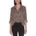 Jeans Animal-Print Button-Down Top, Maple Combo, Small