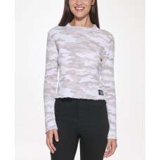 Calvin Klein Jeans Camo Waffle Knit Top, Beige/XL