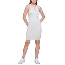 Calvin Klein Jeans Ribbed Sleeveless Henley Dress, Birch, XL