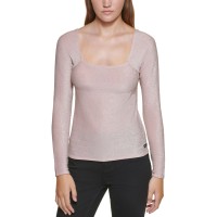 Calvin Klein Jeans Square-Neck Shimmer Top, Light Pink/M