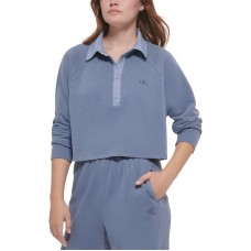 Calvin Klein Jeans Women’s Cotton Polo Sweatshirt, Stormy Blue, Large