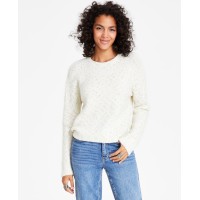 Calvin Klein Jeans Women’s Crewneck Long-Sleeve Lurex Sweater – Powder Blue/Silver, Small
