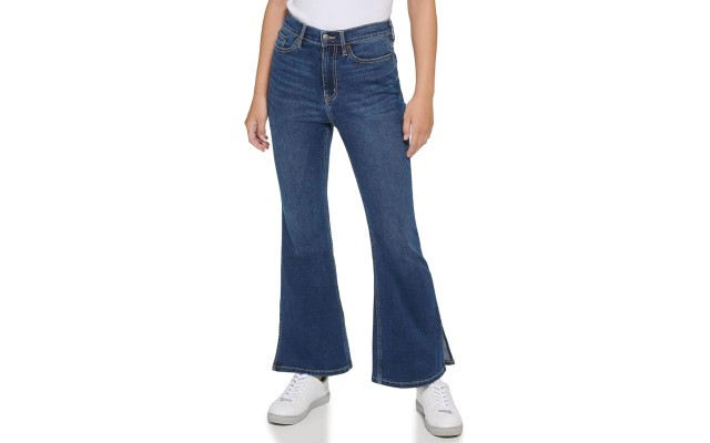  Women’s High-Rise Flared Slit-Hem Jeans, Vero, 24