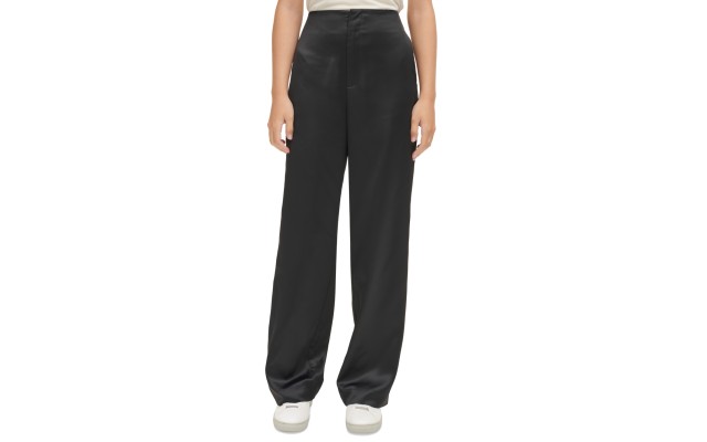  Jeans Women’s High-Waist Wide-Leg Satin Pants – Black, 10