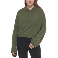 Calvin Klein Jeans Women’s Hooded Bell-Sleeve Top, Thyme, Large