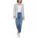  Women’s Oversized Drop-Shoulder Blazer, Light Grey Melange, Large