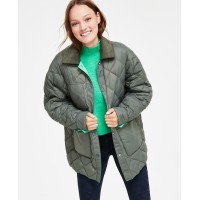 Calvin Klein Jeans Women’s Reversible Quilted Barn Jacket – Island Green/thyme, Large