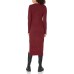  Jeans Women’s Ribbed Long Sleeve Crewneck Side Slit Dress,Syrah, Large