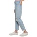  Womens Ripped Raw-Hem High Rise Straight Jeans, Blue, 31