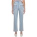  Womens Ripped Raw-Hem High Rise Straight Jeans, Blue, 32