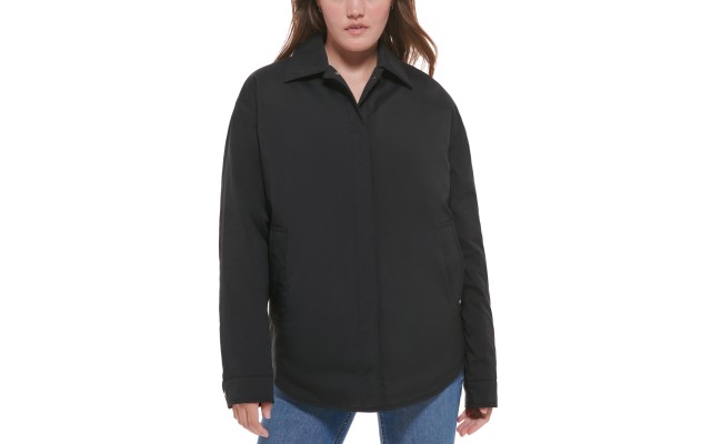  Jeans Women’s Snap-Front Shirt Jacket, Black, XL